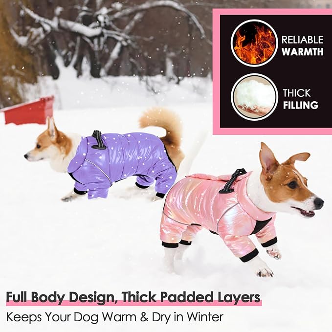 AOFITEE Dog Coat, Waterproof Dogs Jacket for Winter, Warm Fullbody Small Dog Snowsuit, Winter Coat for Small Dogs, Zip Up Pet Puffer Jacket Fleece Vest, Outdoor Reflective Pet Snow Jackets, XXL