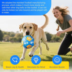 Size 2 Dog Soccer Ball with Straps Durable Training Ball for Pets Interactive Outdoor Dog Toy, Blue & Yellow, Paw Prints and Feather Design, for Small to Medium Puppies