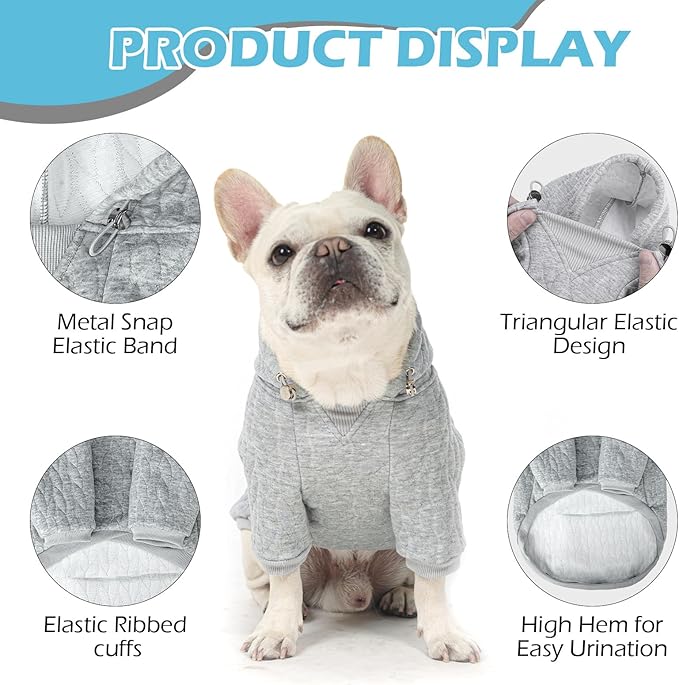 EXPAWLORER Textured Cable Knit Basic Dog Hoodie, Elevated Style Dog Sweater with Leash Hole and Pocket, Soft and Warm Pet Winter Coat, Cold Weather Clothes for Small Medium Large Dogs,Grey L