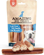 Amazing Dog Treats Bully Sticks 6 Inch [Extra Thick - 10 Pcs/Pck] -NO Hide Bones for Dogs - Safe Chews for Dogs - Long Lasting Bully Sticks for Dogs