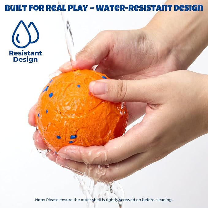 Dog Balls: Interactive Dog Ball Auto Rolling - Interactive Dog Toys for Aggressive Chewers - Bouncy & Throwable, Type-C Rechargeable, Washable, for Small & Medium & Large Dogs – Orange