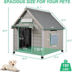 PetsCosset 30.5" L Outdoor Dog House with Waterproof Asphalt Roof for Small to Medium Dogs,Large Wooden Indoor Dog Kennel with Anti-Chewing Metal,Oxford Cloth Window,Durable Doghouse for 1-2 Dogs