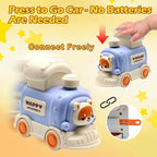 Press and Go Toddler Car Toys, Baby Push Car with Whack-A-Mole, Woodpecker Worm, Carrot Harvest Game, Train Toys for Toddlers 3-5, Racing Truck Toy, Kids Sensory Learning Birthday