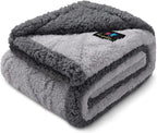 Waterproof Pet Blanket, Liquid Pee Proof Dog Blanket for Sofa Bed Couch, Reversible Sherpa Fleece Furniture Protector Cover for Small Medium Large Dogs Cats, Light Grey Queen Size（90" x 82"）