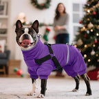 BRKURLEG Purple Dog Coat with Harness, Dog Winter Jacket, Dogs Onesie Body Warm Jackets, Small Dogs Winter Coats Reflective Windproof Warm Cold Weather Coats, Pet Waterproof Jackets, XL