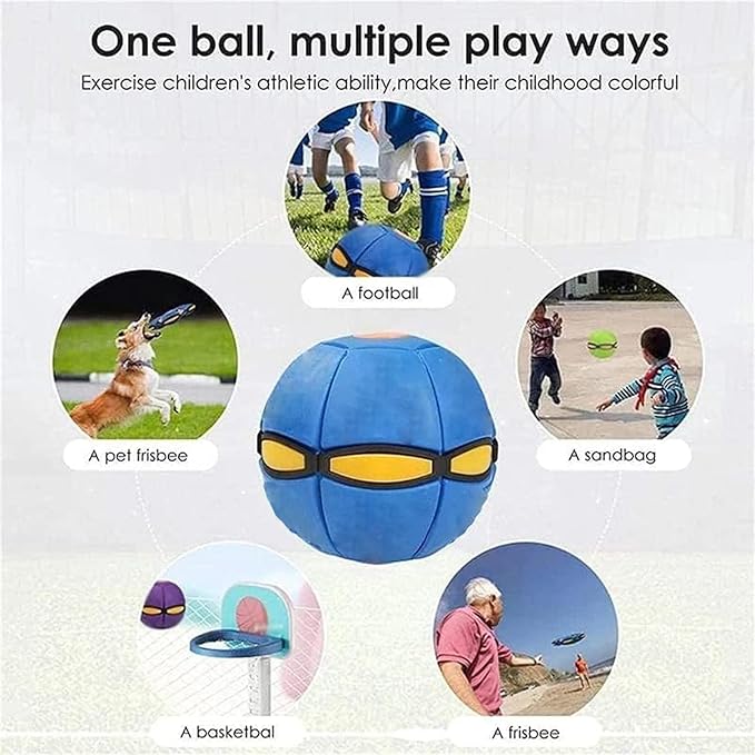 UFO Magic Balls, Pet Toy Flying Saucer Ball With 3 Lights, Creative Doggy Disc Ball Stomp, Portable Decompression Flying Flat Throw Dog Balls Toy for Childrens Kids Small Dogs Outdoor Sports (Green)