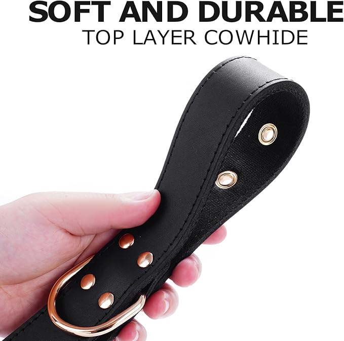 Leather Dog Collar,Dog Collar with Adjustable Sturdy Metal Buckle,Heavy Duty Dog Collar for Walking, Hiking, Training, Hunting (Black,S:15.2"-19.2" Neck)