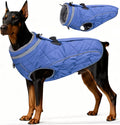 Dog Coat, Warm Dog Winter Coat for Large Dogs, Waterproof Jacket with Harness Built in, Reflective Turtleneck Cold Weather Coats with Zipper,Pet Fleece Vest Snow Jacket, Blue XXXL