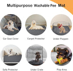 LOOBANI 2 Packs Extra Large Reusable Dog Mat for Floor, Non-Slip Washable Pee Pad for Dogs, Fast Absorbent Pet Whelping Pads, Puppy Playpen Mat for Incontinence, Housebreak, Crate, 48x48in, Gray