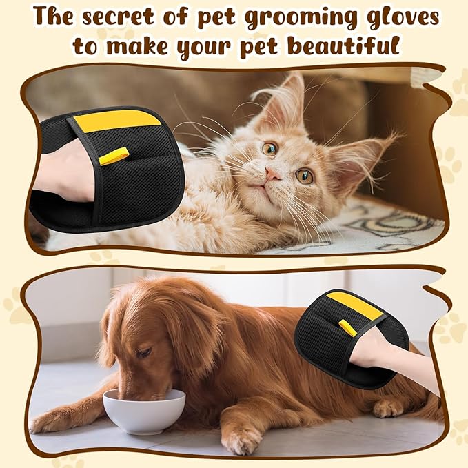 Pet Hair Removal Gloves,Electrostatic Gloves Pet Hair, Efficient Grooming Glove for Cats Dogs, Reusable Pet Hair Removal Tool for Couch, Furniture, Carpet, Curtain (3)
