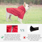 Dog Raincoat Dogs Waterproof Reversible rain Jacket Dog Small Medium Breeds Reflective Zipper Storage Pocket Harness Hole - Red - XL
