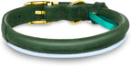 OOPSDOGGY Reflective Rolled Leather Dog Collar Adjustable Soft Padded Pet Collar for Small Medium Large Breed Dogs (Green, L, 14"-18")