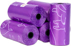 Glad for Pets Scented Waste Bags, Tear Resistant Pet Poop Pick-up Bags with Leak Protection, Fresh Lavender Scent, Purple Designs, 6 rolls, 90 bags total