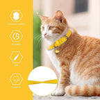 3 Pack Leather Cat Collars with Bells Soft Pet Safety Collar Kitten Collars with Bell Orange Yellow Mint Green(XS)