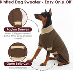 Great Dane Dog Sweater XXXXXL, Warm Stretchy Dog Sweater with Harness Hole, Christmas Sweaters for Extra Large Dogs Boy Girl, Winter Turtleneck Pet Clothes Holiday Outfit, Brown 5XL