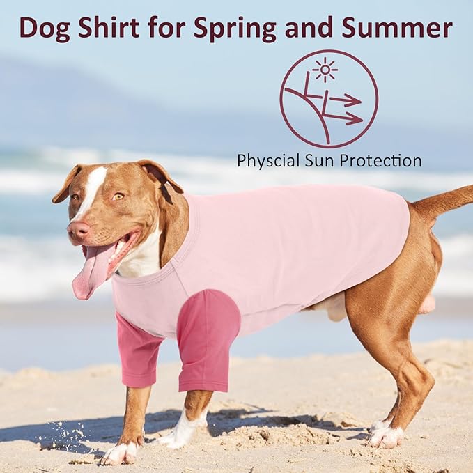 2 Pack Dog Shirt for Medium Dogs - Soft Breathable Summer Cool Tee, Lightweight Comfortable Clothes for Sensitive Skin Jack Russell, Shihtzu, Indoor Lounging, Walking, Park Play, Beach, Pink