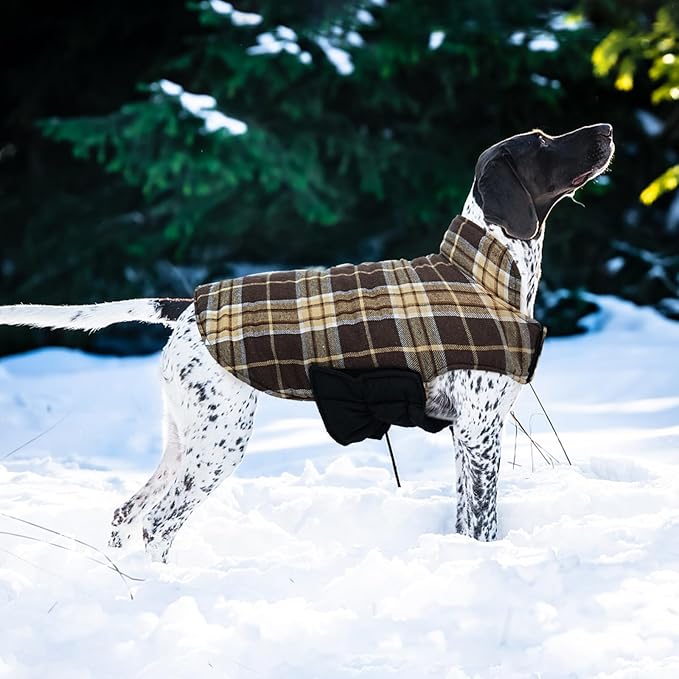 Kuoser Warm Dog Coat, Waterproof Dog Coats for X-Small Dogs, Adjustable Durable Doggie Winter Jacket Reversible Cozy Puppy Cold Weather Apparel from Small to Large Breed, New Brown XS