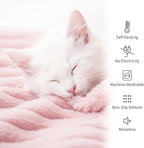 NWK Pack of 4 Fluffy Self Warming Cat Mat, Cat Blanket, Thermal Dog Mat, Washable, Non-Slip Bottom for Sofa & Crate & Kennel & Car Seat (Blush Pink, Large (34'' X 22'' X 0.7''))