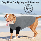 2 Pack Shirts for Large Dogs 4XL - Lightweight Breathable Summer Cool Tees, Prevent Overheating Dog Clothesfor Doberman, Alaskan Malamute, Travel, Hiking, Beach, Daily Wear, Sleep, GreyBlack