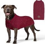 KYEESE Dog Sweater with Leash Hole Warm Pullover with Reflective Yarn for Small and Medium Dogs Male Soft Knit Pullover Boy Dog Coats Cozy Lightweight Thick Sweater,Dark Red,Large