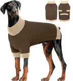 Extra Large Dog Sweater, Sleeve Turtleneck Sweater with Harness Hole, Christmas Pullover Sweaters for Dogs Boy Girl, Winter Dog Jumper for Rottweiler, Alaskan, Great Dane, Brown 4XL