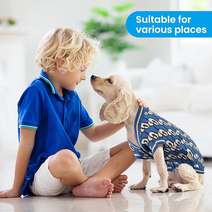 Pet Sweaters for Dogs Boys and Girls, Dynamic Letter Patterned Dog Sweater,Dog Cardigan,Pet Clothes,Pet Knitted Clothing,Fit for Different Seasons and Kinds of Dogs(Blue M)