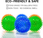 SHARLOVY Squeaky Balls for Pet Small Puppy, TPR Fetch Spike Balls for Dogs, Rubber 6 Pack Bright Colors Chew Teething Dog Toys