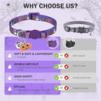 3 Pack Halloween Breakaway Cat Collars with Bell & Charm-Holiday Cat Collar for Girl Boy Cats with Safety Buckle- Cute Pumpkin Skull Kitten Collar Adjustable 8"-12" for Kitty Puppy Small Pets