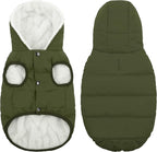 Fleece Hoodie, Windproof Waterproof Coat, Winter Warm Jacket, Cold Weather Pet Apparel Clothes Vest for Small Medium Large Dogs (S, Green)