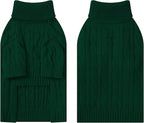Small Dog Thermal Pullover Sweater, Classic Turtleneck Cable Knitwear Dog Clothes for Cold Weather Warm Pet Clothes for Chihuahua, Bulldog, Dachshund, Pug Green X-Large