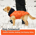 Nanaki Warm Dog Puffer Coat for Large Dogs-Lightweight Windproof Dog Coat with Hood, Water Resistant Pet Snowsuit for Cold Weather, Reflective Snowsuit, Adjustable Puffer Vest with Leash Hole, Orange