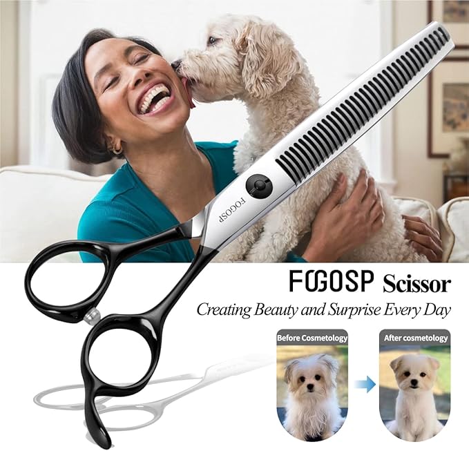 Dog Thinning Shears for Grooming 36 Teeth 6.5" Dog Blending Shears for Grooming Small Medium Dogs Professional Pet Thinners Blenders Scissors for Right Groomer(Blender, Black)