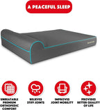 The Dog’s Bed Orthopedic Headrest Dog Bed XXL Grey/Blue, Memory Foam, Pain Relief for Arthritis, Hip & Elbow Dysplasia, Post Surgery, Lameness, Waterproof Washable Cover
