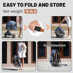 EchoSmile Small Medium Dogs Stroller 4-Wheel Pet Strollers for Medium Dogs Up to 50lbs, One Click Folding Large Cat Stroller, Reversible Handle, Shock Absorbing Wheels, Removable Washable Pad, Blue