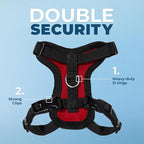 Voyager Step-in Lock Adjustable Cat Harness w. Cat Leash Combo Set with Neoprene Handle 5ft - Supports Small, Medium and Large Breed Cats by Best Pet Supplies - Red/Black Trim, XXS