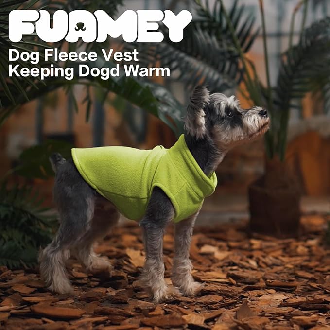 FUAMEY Dog Fleece Vest for Small Dogs,Warm Stretchy Dog Sweatshirts Pullover with Leash Hole Dogs Sweater Soft Pet Turtleneck Cozy Pet Vest Lightweight Sleeveless Green XXS