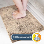Muddy Mat® AS-SEEN-ON-TV Highly Absorbent Microfiber Door Mat and Pet Rug, Non Slip Thick Washable Area and Bath Mat Soft Chenille for Kitchen Bathroom Bedroom Indoor and Outdoor - Beige 5ft x 7ft