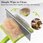 2PCS Slicker Brush for Dogs & Pet Comb,Professional Dog Grooming Brush (Goldendoodles,Poodles,Labradoodles) with Extra Long Pins to Effectively Remove Tangles, Knots and Mats (Green Large)