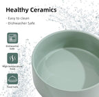 Ceramic Set of 2 Dog Bowls, Food and Water Bowls for Dogs, Puppy, 2pcs Dog Dishes, Pet Feeder(6inch, 2 x Light Green Bowls)