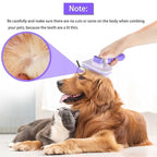 Pet Grooming Brush for Cats & Dogs, Self-Cleaning Undercoat Deshedding & Massage Tool, Purple