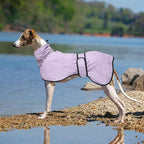 Dog Raincoat with Reflective Bar, Rain/Water Resistant, Adjustable Vest - Dog Raincoats for Greyhounds, Lurchers and Whippets - Purple - M