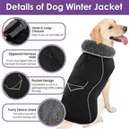 SUNFURA Small Dog Coat, Warm Dog Winter Jacket, Reflective Pet Snow Jacket with Fleece Lined, Waterproof Puppy Snowsuit Pet Sweater Clothes for Small Dogs, Black XS