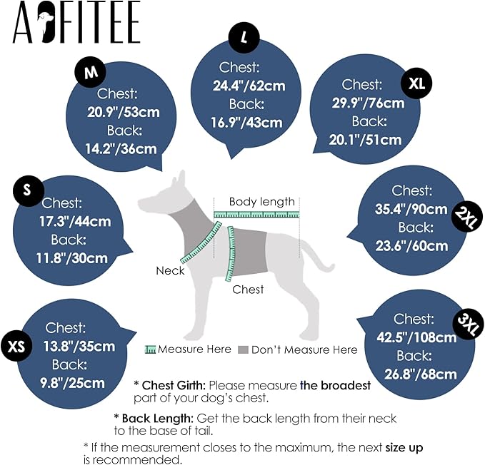 AOFITEE Dog Coat for Large Dogs, Waterproof Dog Jacket Winter with Harness Built in, Warm Fleece Pet Puffer Jacket with Zipper, Cold Weather Coats for Dogs, Reflective Pet Snowsuit, Blue XXL