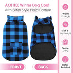 AOFITEE Dog Coat Plaid Dog Winter Coat for Large Dogs, Warm Dogs Jacket Christmas Sweater, Waterproof Pet Puffer Jacket, Reversible Pet Cold Weather Coats for Small Medium Large Pets, Blue XL