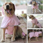 Waterproof Dog Raincoat, Reflective Adjustable Hooded Dog Rain Coat, Lightweight Breathable Pet Rain Jacket Poncho Double Layer with Leash Hole for Small Medium Large Dogs (Pink, XX-Large)