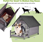 GUTINNEEN Heated Dog House for Outside Insulated Dog House Outdoor Weatherproof with Safe Heated Pad, Chew-Proof Metal Frame and Insulated Liner for Small to Medium Dogs, 32.9" L x 45" W x 32.6" H