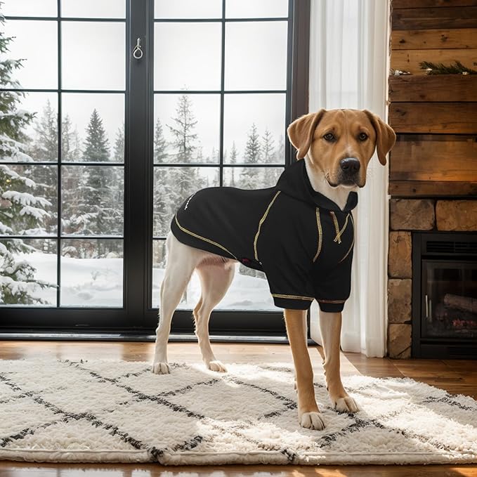 Basic Dog Hoodie Sweatshirts, Pet Clothes Hoodies Sweater with Hat and Leash Hole, Soft Cotton Outfit Coat for Large Medium Small Dogs, Black (X-Large)