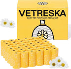 VETRESKA Dog Poop Bag Rolls Daisy Scented Leak-proof Pet Waste Bags Thick and Large Trash Bags for Dog Walking 36 Refill Rolls 540 Bags