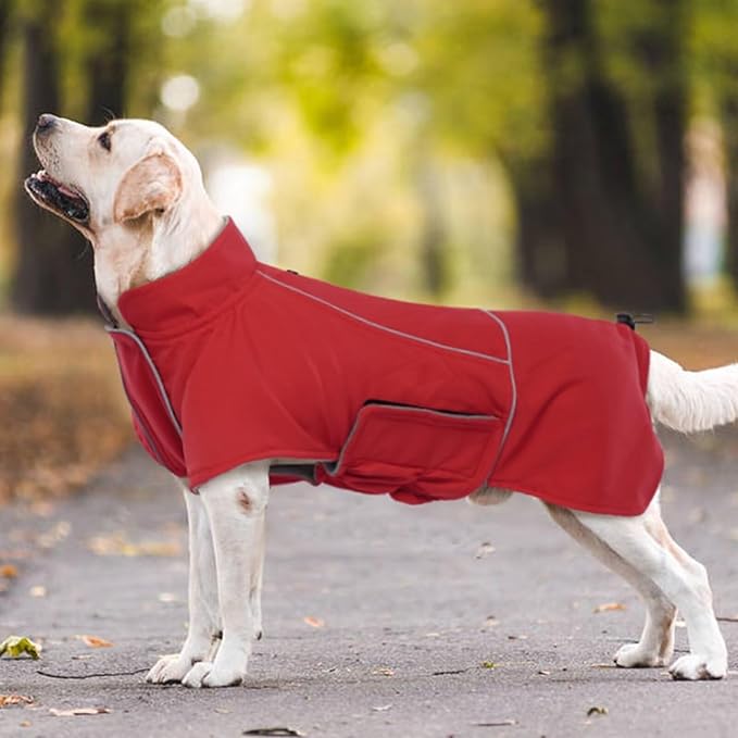MIGOHI Dog Waterproof Jacket,Medium Dog Coat,Warm Dog Fleece Jacket for Hiking Camping,Fleece Vest for Dogs,Schnauzer,Jack Russell Terrier,French Bulldog,Winter Jackets for Medium Boys Girls,M,Red