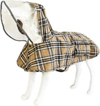Dog Raincoat Waterproof Rain Poncho with Hoodie, High Reflective Adjustable Pet Rain Jacket with Leash Hole for Small Medium and Large Dogs (Khaki, Small)
